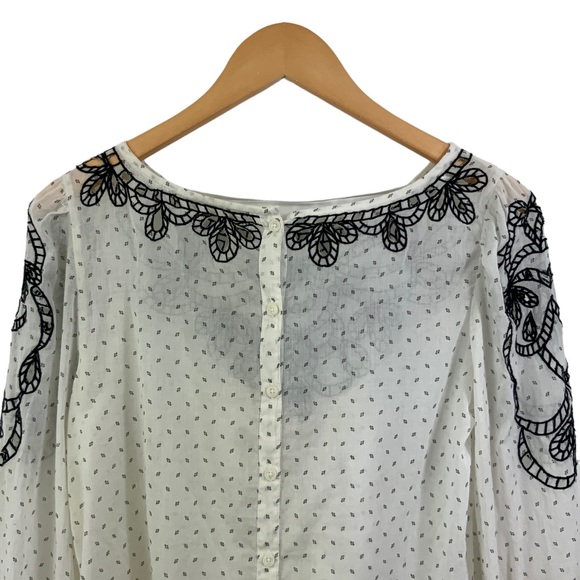 FREE PEOPLE Everything I Know Peasant Top Boho Long Sleeve Top H8 - Picture 6 of 9